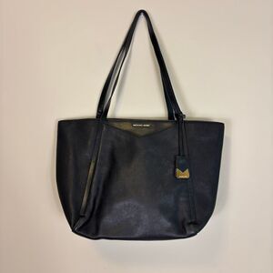 Michael Kors Black Leather Large Shoulder Tote Bag Purse